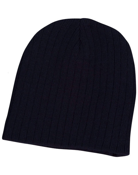 Winning Spirit Active Wear Navy / One size Cable Knit Beanie CH62