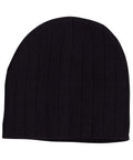 Winning Spirit Active Wear Black / One size Cable Knit Beanie With Fleece Head BandCH64