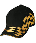 Winning Spirit Active Wear Black/Gold / One size Contrast Check & Sandwich Cap CH99