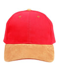 Winning Spirit Active Wear Red/Tan / One size Suede Peak Cap Ch05