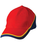 Winning Spirit Active Wear Red/Gold/ Royal / One size Tri Contrast Colours Cap Ch38
