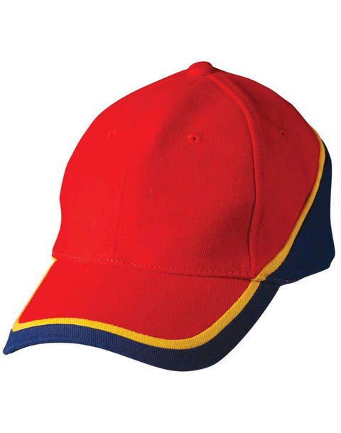 Winning Spirit Active Wear Red/Gold/ Royal / One size Tri Contrast Colours Cap Ch38