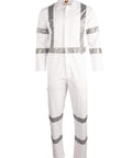 Winning Spirit Work Wear White / 72 R Winning Spirit Mens biomotion nightwear coverall with x back tape configuration WA09HV