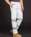 Winning Spirit Work Wear Winning Spirit Mens White Safety pants with Biomotion Tape Configuration WP18HV